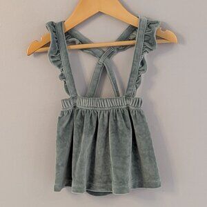 2/$20 💚 Carter’s 6M Velour Ruffle Suspender Dress | Sage Green